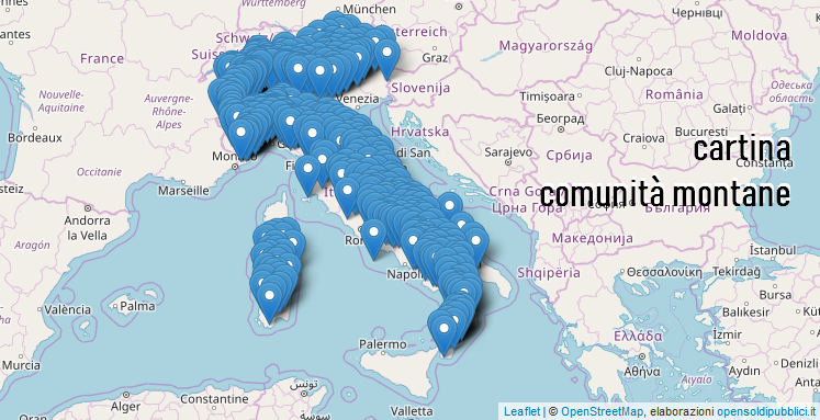 mappa delle comunitÃ  montane in italia