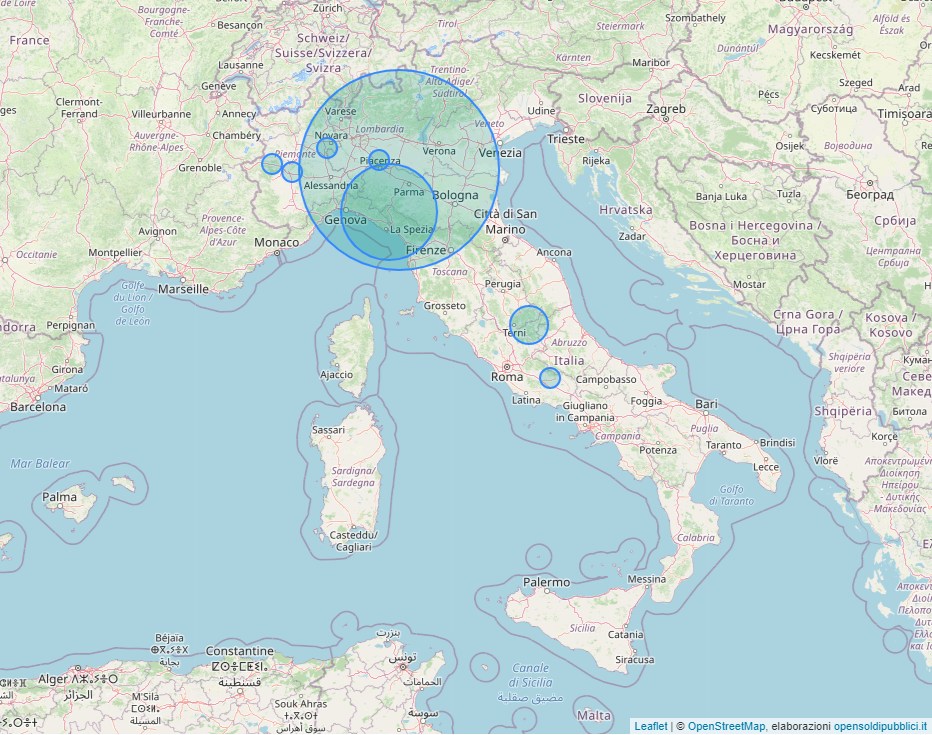 Mappa Proventi da trasporto carni macellate Comuni italiani